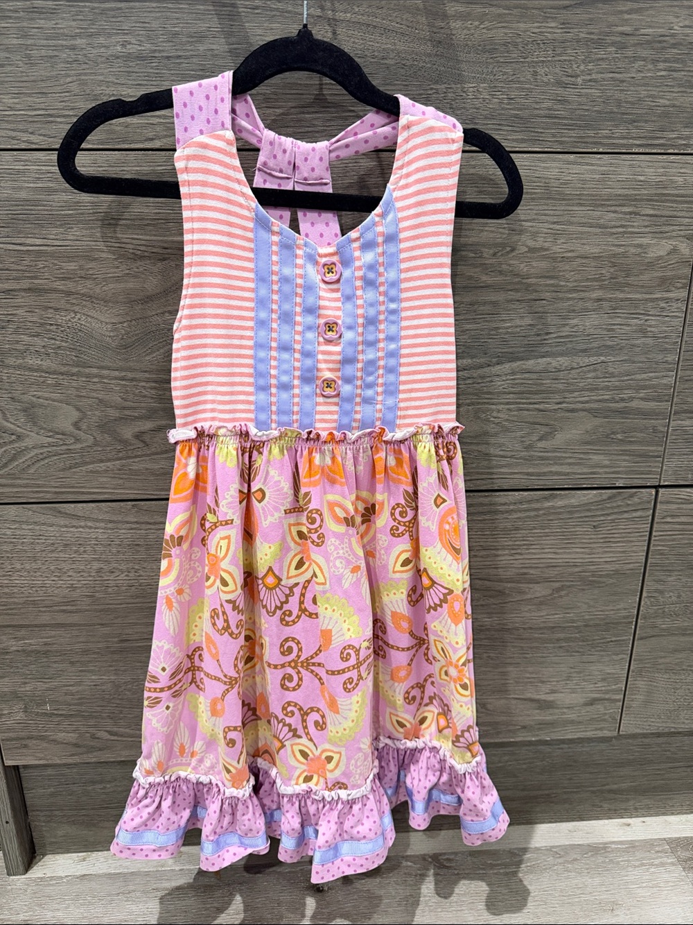Matilda Jane Pink Multi-Pattern Sleeveless Dress with Orange & Yellow Accents